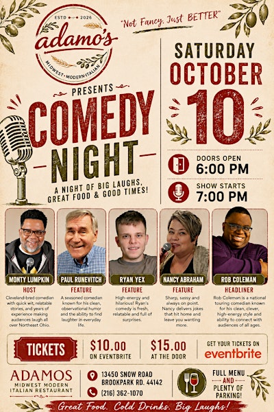 Comedy Night at Adamo's with Headliner Rob Coleman