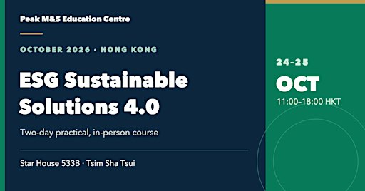 GSF-listed ESG Sustainable Solutions 4.0 | 24–25 Oct | TST