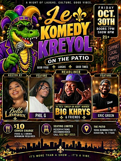 Le Komedy Kreyol on the Patio | Halloween Weekend Comedy Night
