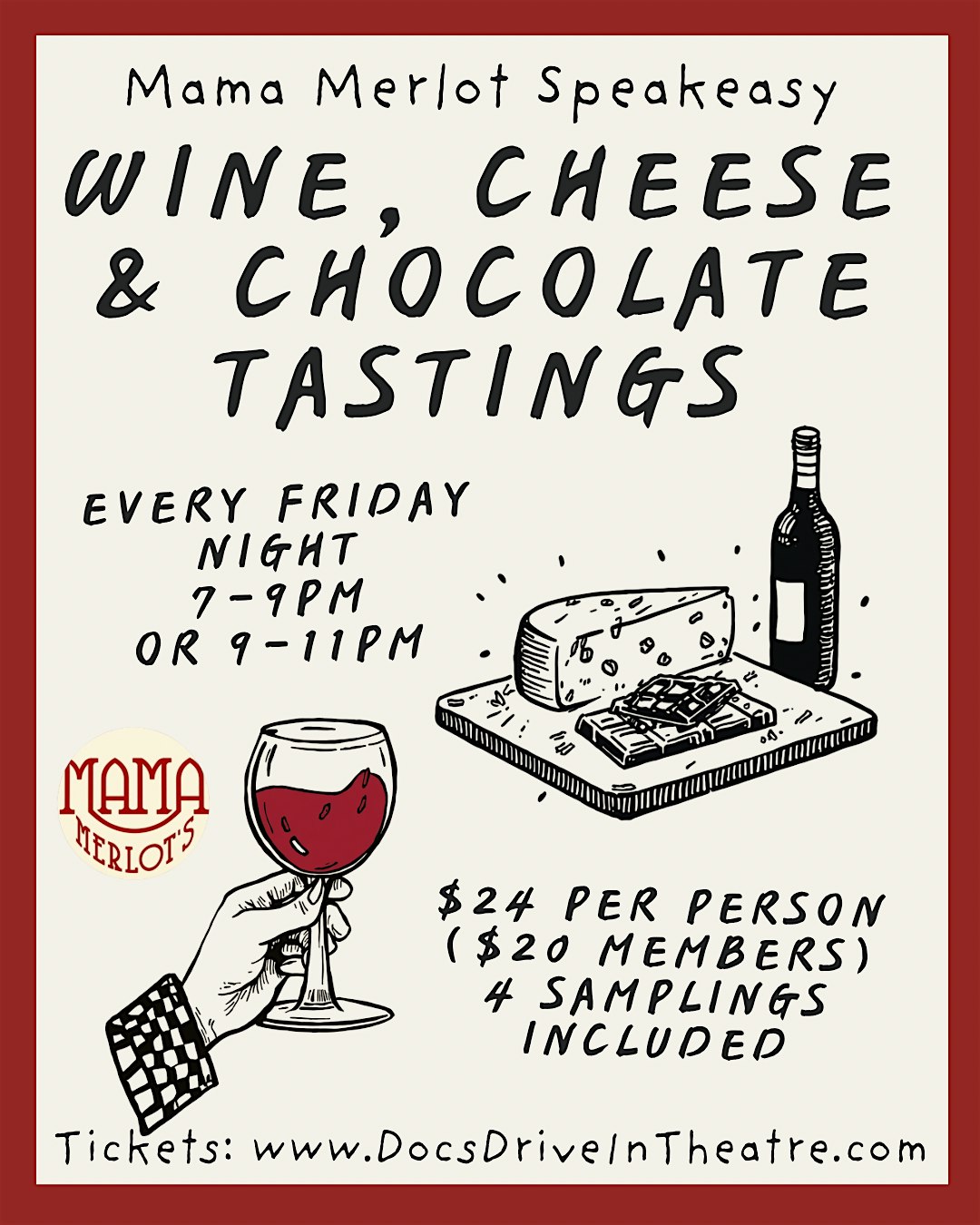 Wine, Cheese & Chocolate Tasting Friday's at the Speakeasy