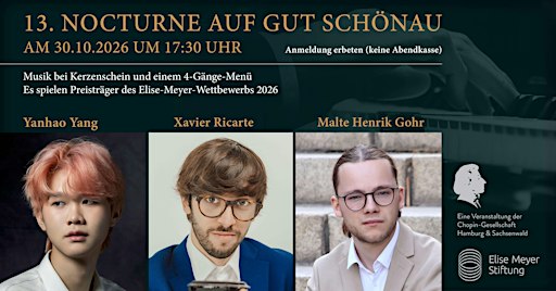 Nocturne auf Gut Schönau. Klaviermusik bei Kerzenschein und 4-Gänge-Menü