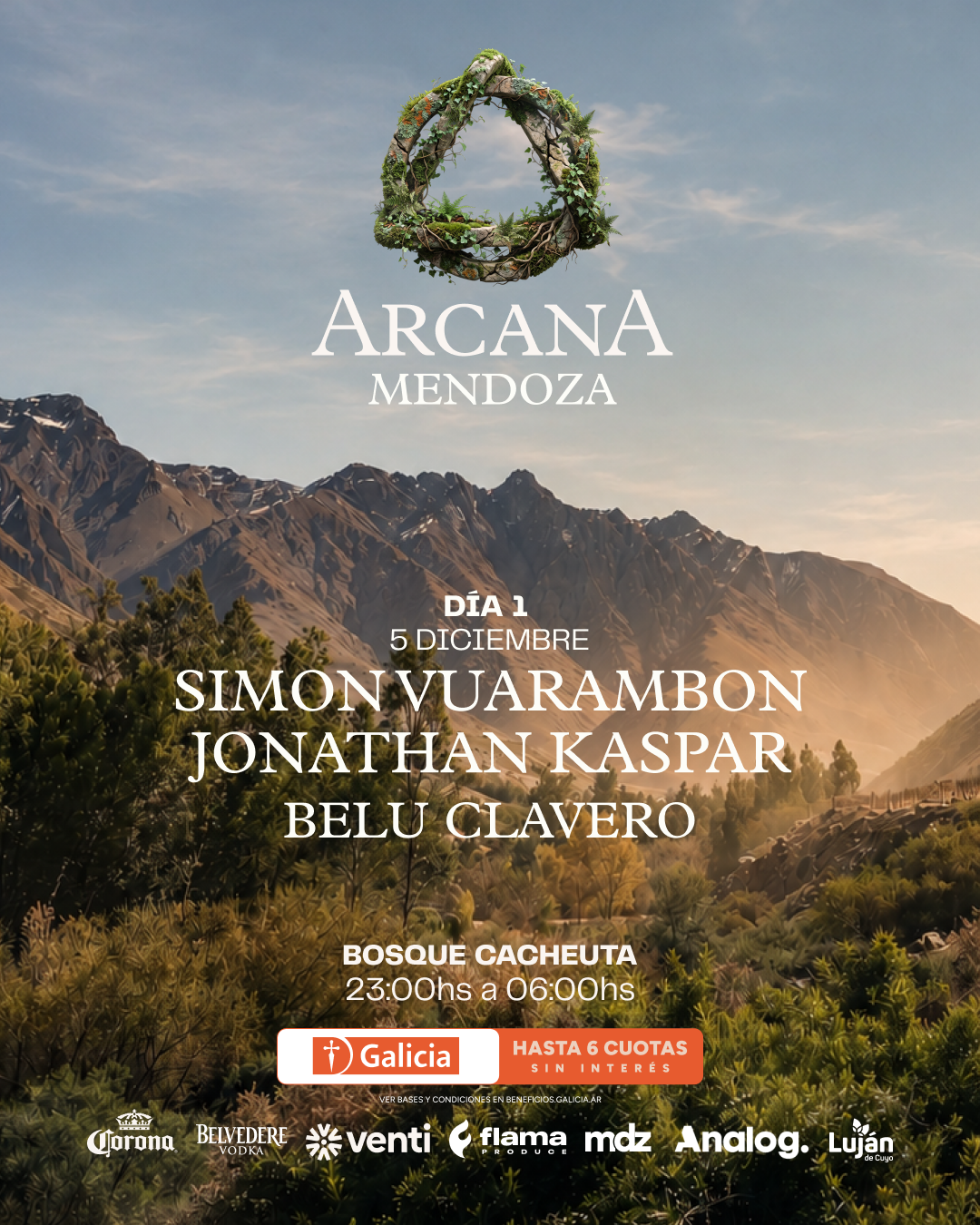 Simon Vuarambon + Jonathan Kaspar, Arcana Mendoza [Day 1] x Flama, Bosques Cacheuta Mendoza