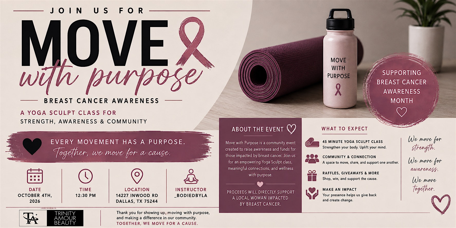 Move with Purpose: Breast Cancer Awareness Yoga Sculpt