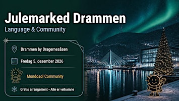 Mondosol på Drammen Julemarked — Lørdag 5. desember 2026