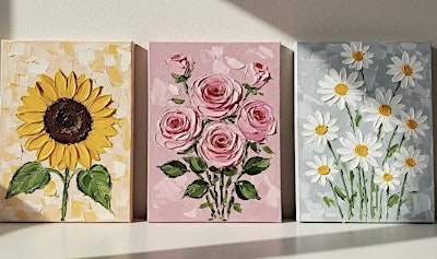 Textured Art Workshop in Singapore - create beautiful floral canvases!!!