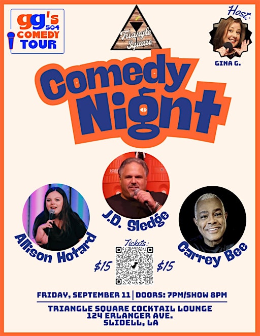 COMEDY NIGHT Triangle Square September 11 at 8 pm $15 advance tix