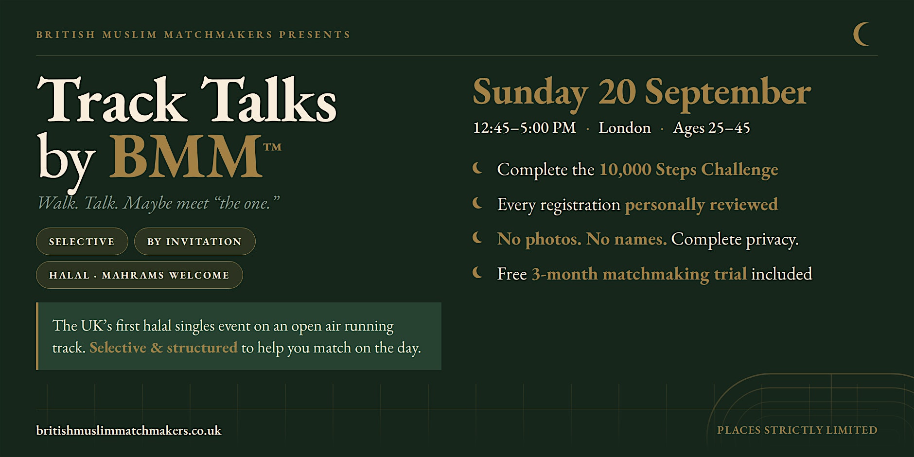 BMM Track Talks - Muslim Singles Event & 10,000 Steps Challenge (London)