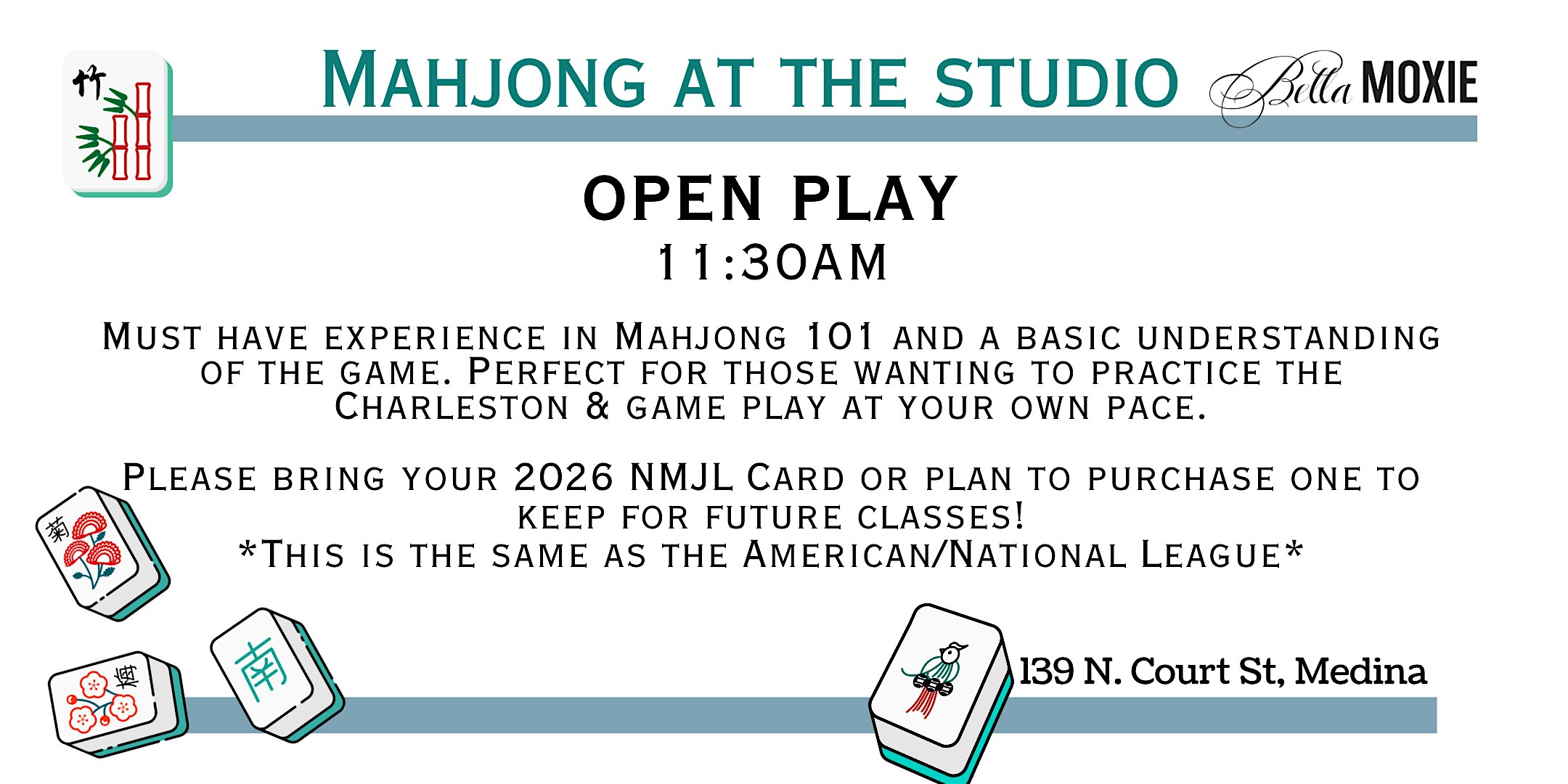 Mahjong at the Studio - Open Play at Bella