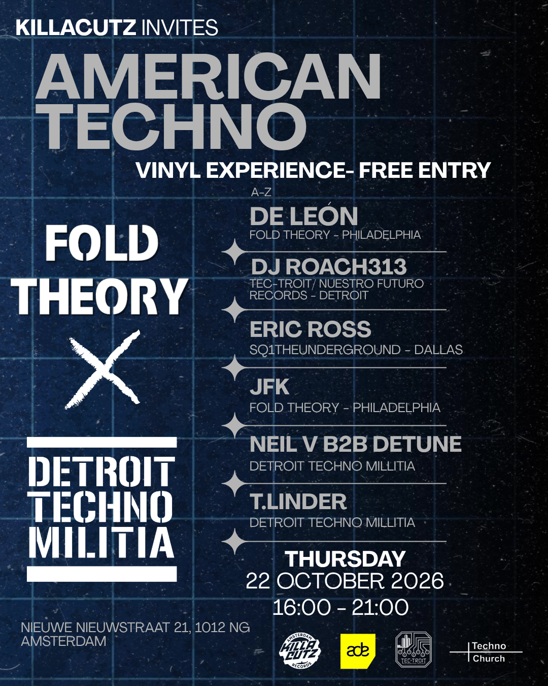 ADE Killacutz invites AMERICAN TECHNO | Fold Theory x Detroit Techno Militia [Free Entry]