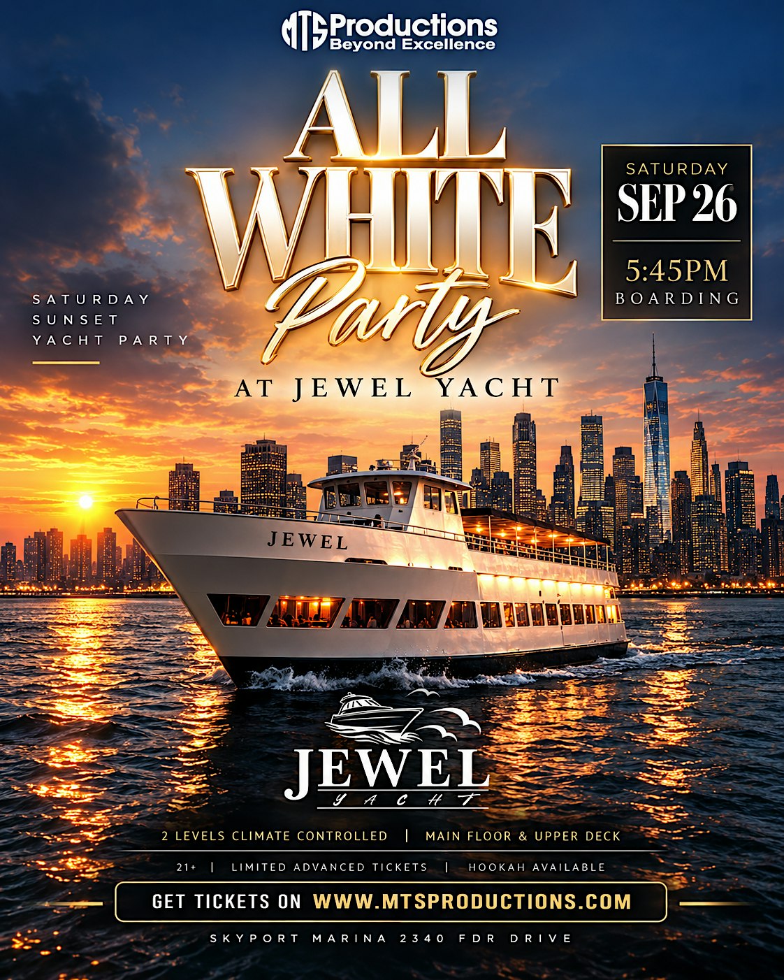 All White Party NYC – Sunset Yacht Party at Jewel Yacht
