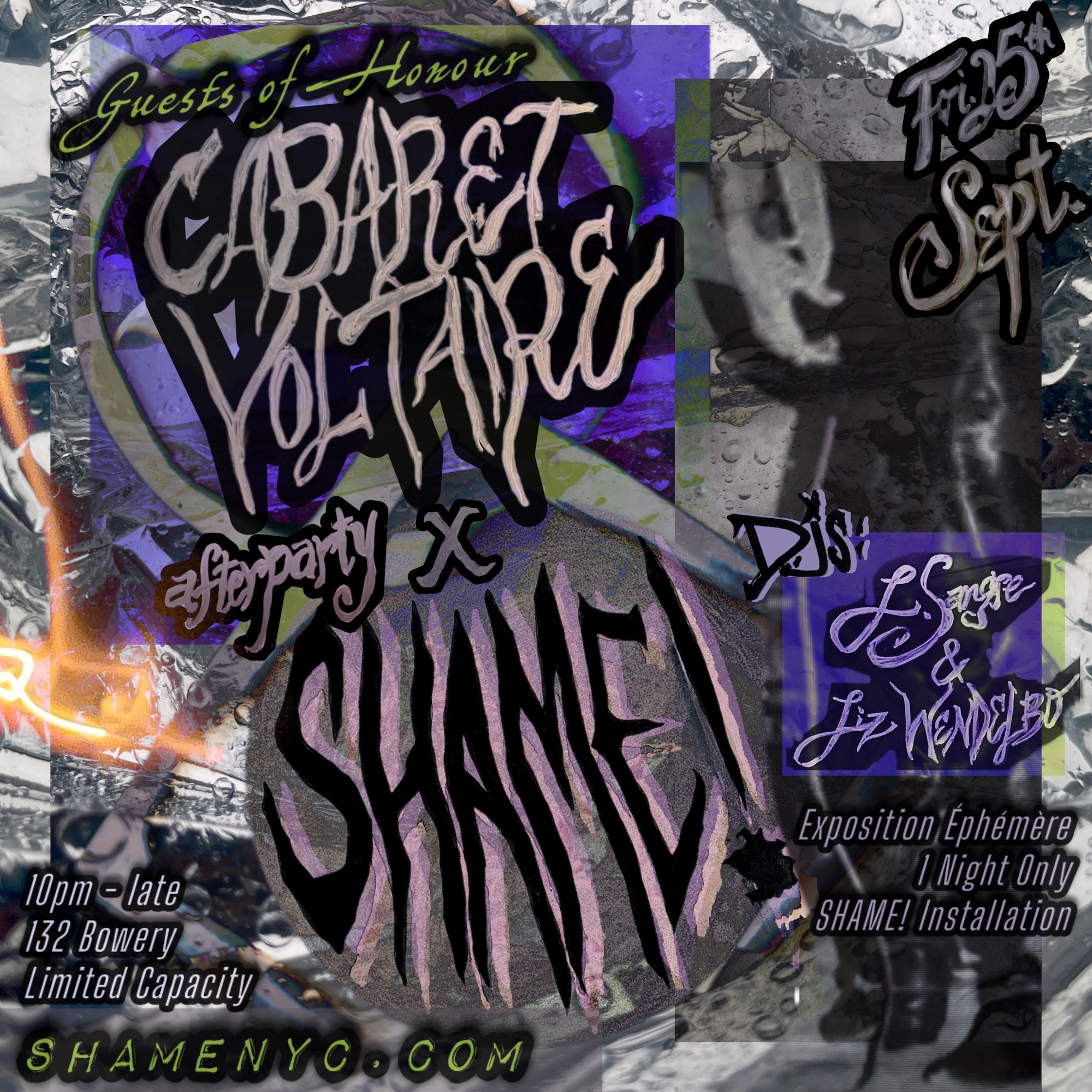 SHAME! with Guests of Honour CABARET VOLTAIRE! [Afterparty]