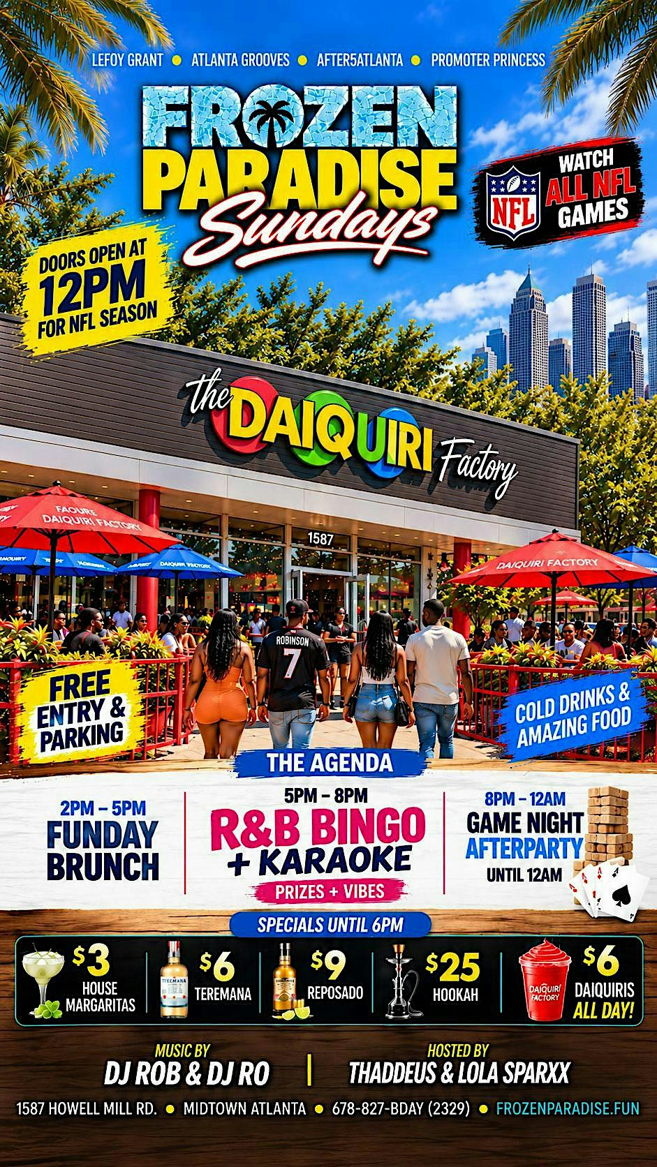 FROZEN PARADISE Sundays with R&B BINGO @ Daiquiri Factory Midtown!