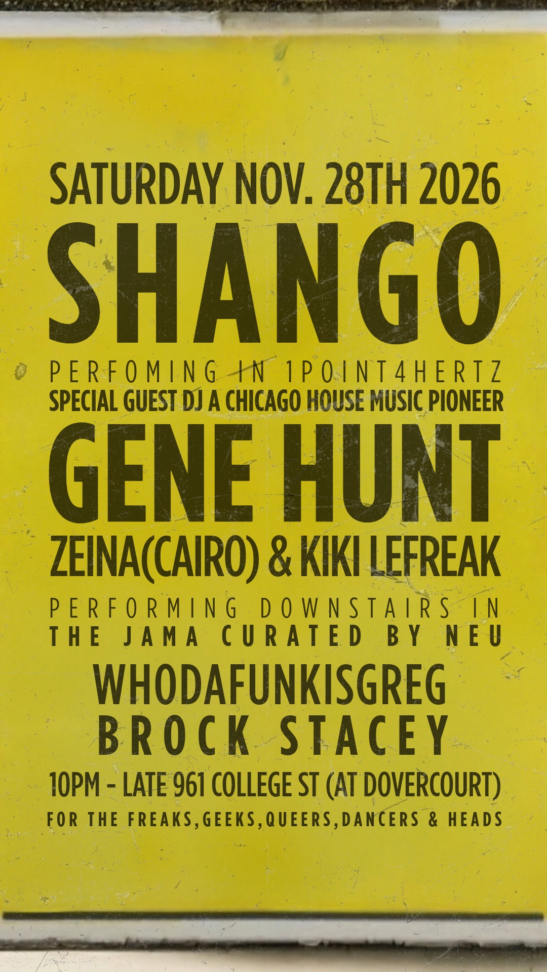 SHANGO with Chicago Legend Mr. Gene Hunt / Kiki LeFreak, Zeina, Whodafunkisgreg & Brock Stacey