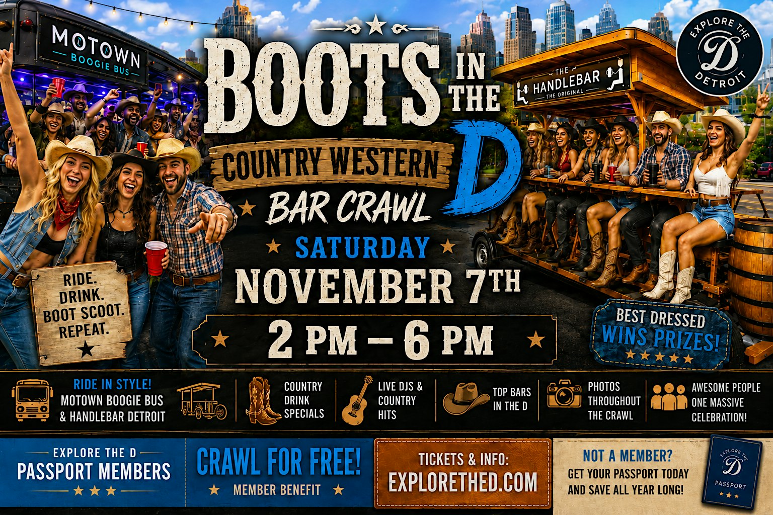 Boots in the D: Country Western Bar Crawl — Day Crawl