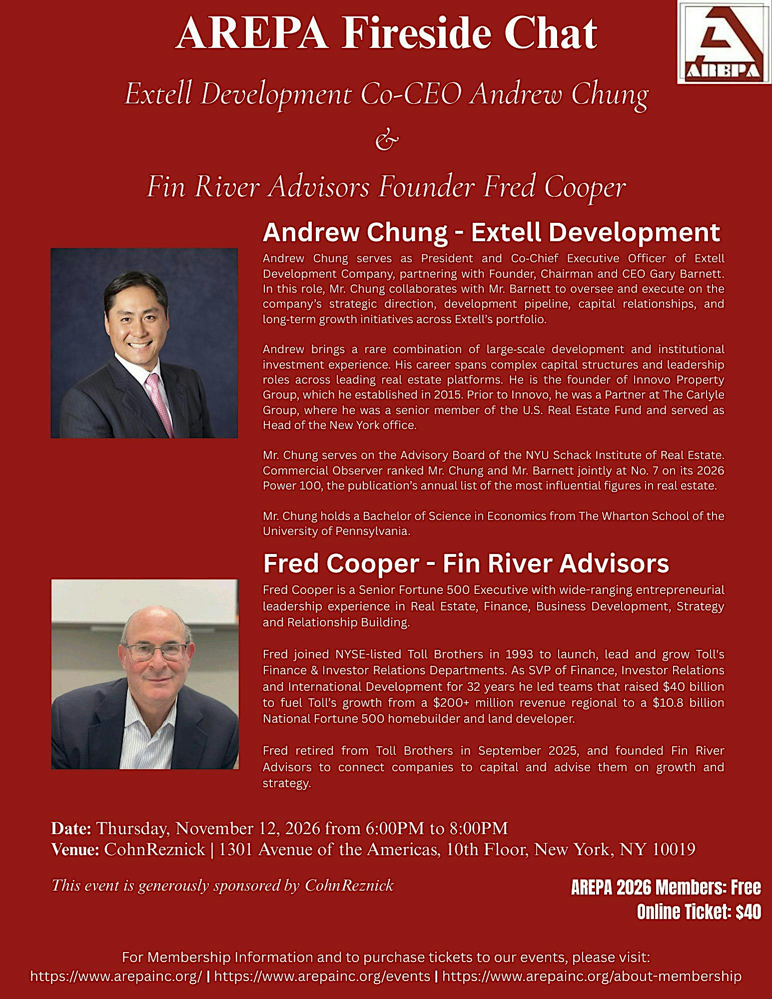 AREPA Fireside Chat with Andrew Chung & Fred Cooper November 12, 2026