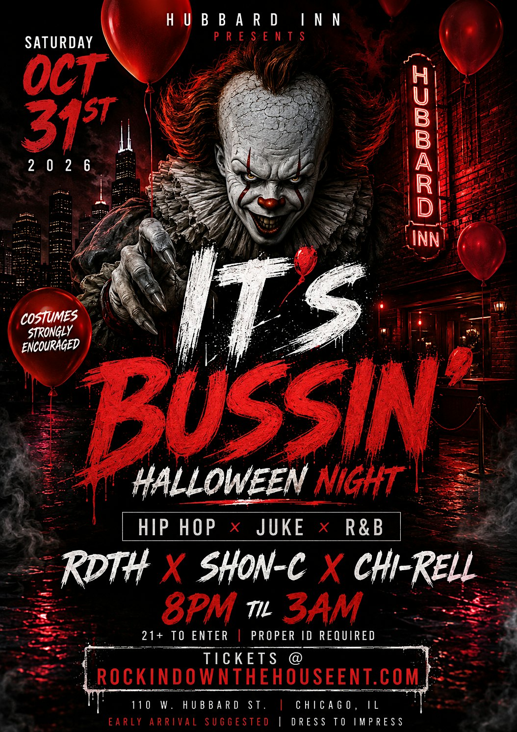 It’s Bussin’ Halloween Costume Party Juke Vs Hip Hop (Chicago) Hubbard Inn