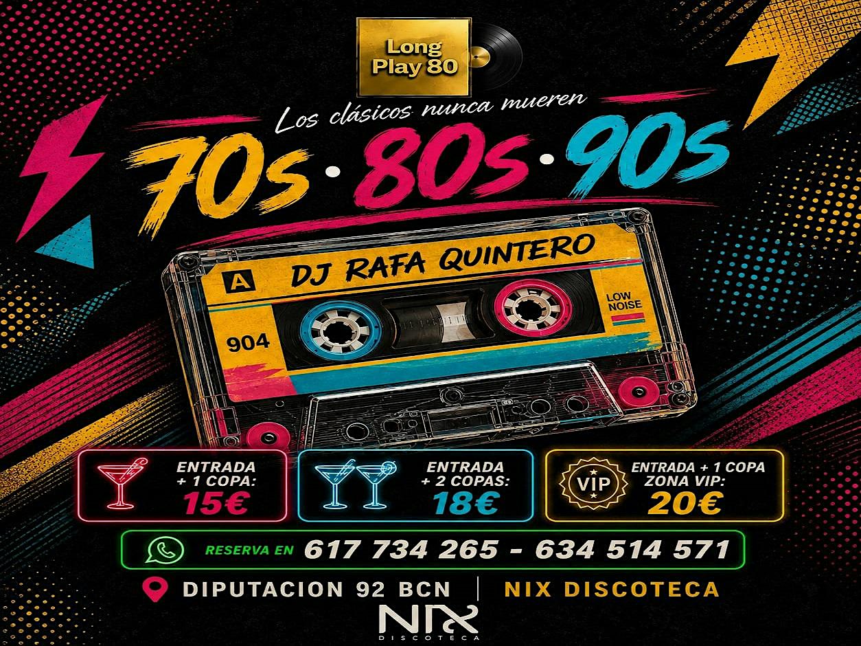 Tardeo 70s 80s 90s Long Play 80 en NIX BCN