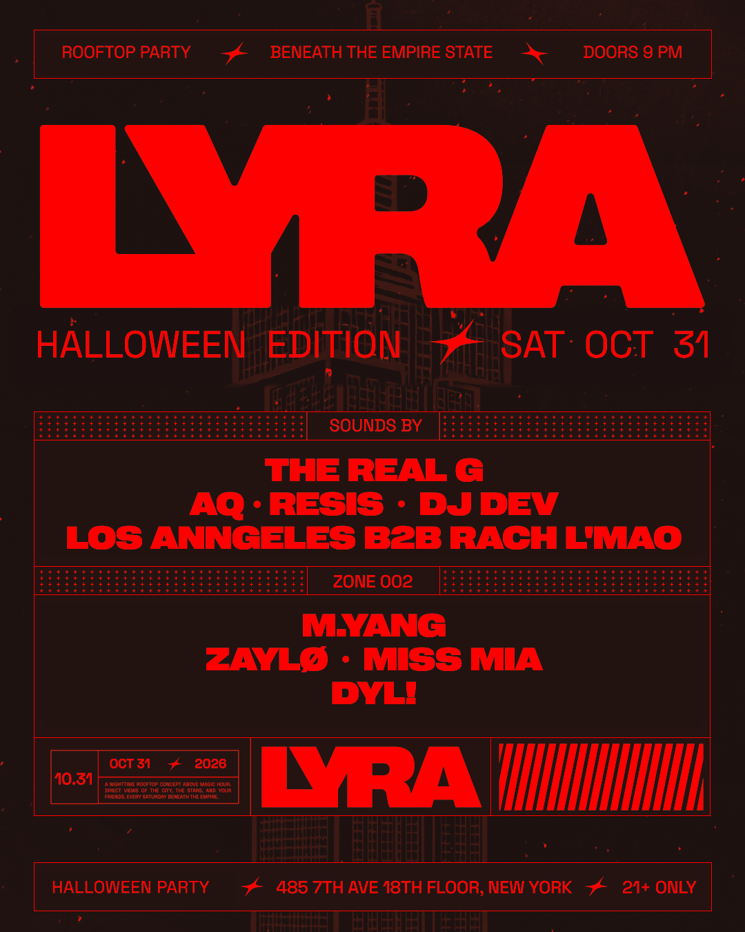 Lyra Halloween at Magic Hour Rooftop NYC — Oct 31