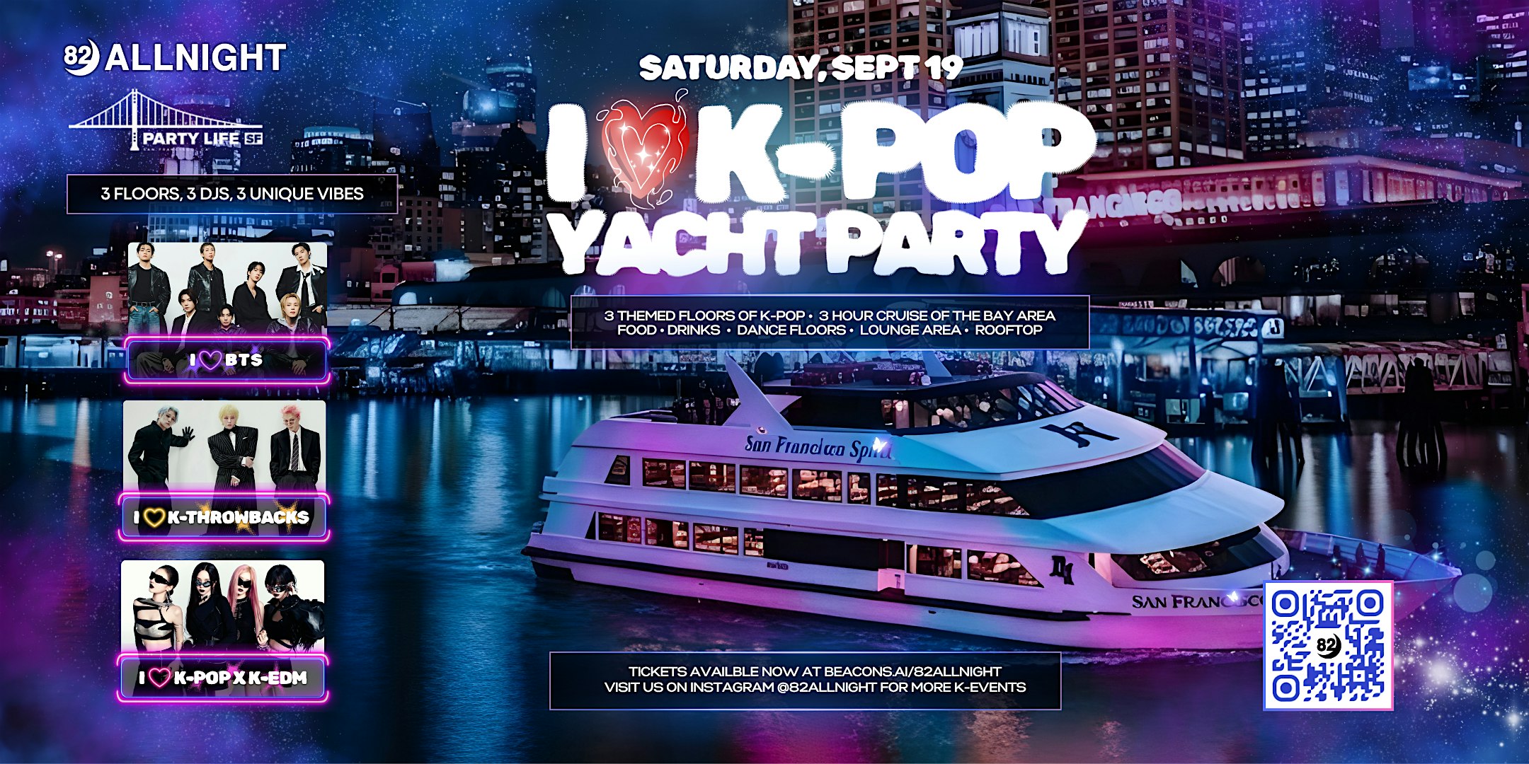 I Love K-Pop Yacht Party 21+ | SF Spirit Hornblower | 82ALLNIGHT