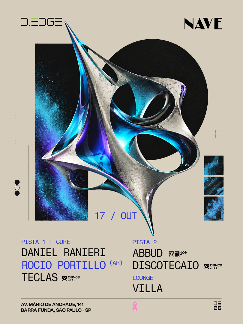 NAVE D-EDGE SP pres.: P1: DANIEL RANIERI. ROCIO PORTILLO. Teclas / P2: ABBUD. DISCOTECAIO + +