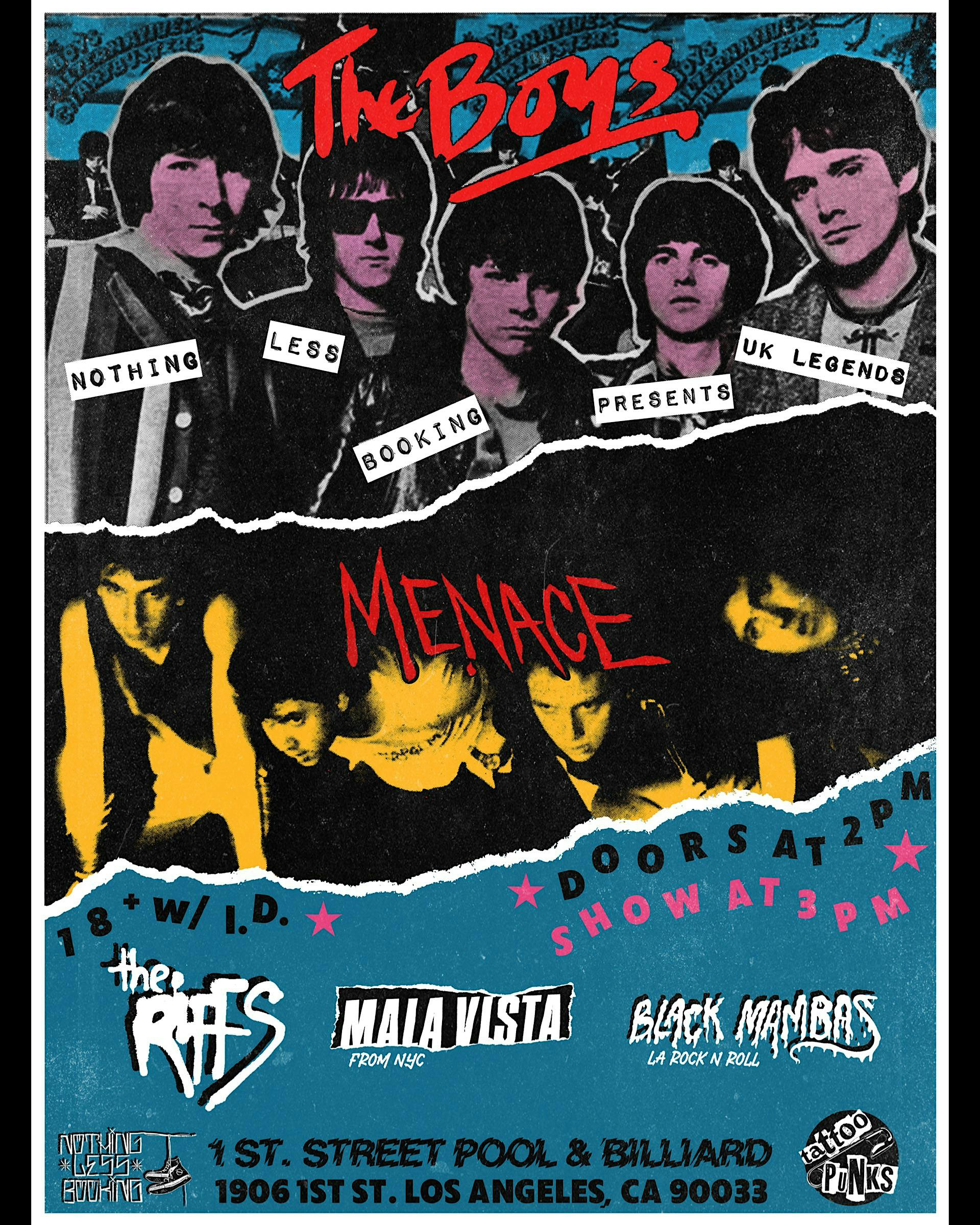 THE BOYS (UK) MENACE (UK) THE RIFFS at FIRST ST POOL & BILLIARDS
