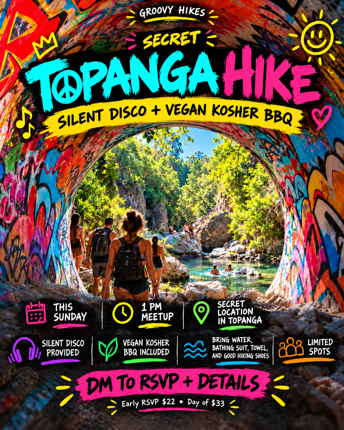 🌈 Secret Topanga Hike | Silent Disco + Kosher BBQ