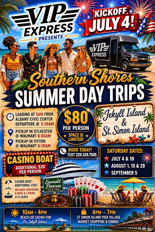 VIP EXPRESS SOUTHERN SHORES SUMMER DAY TRIPS