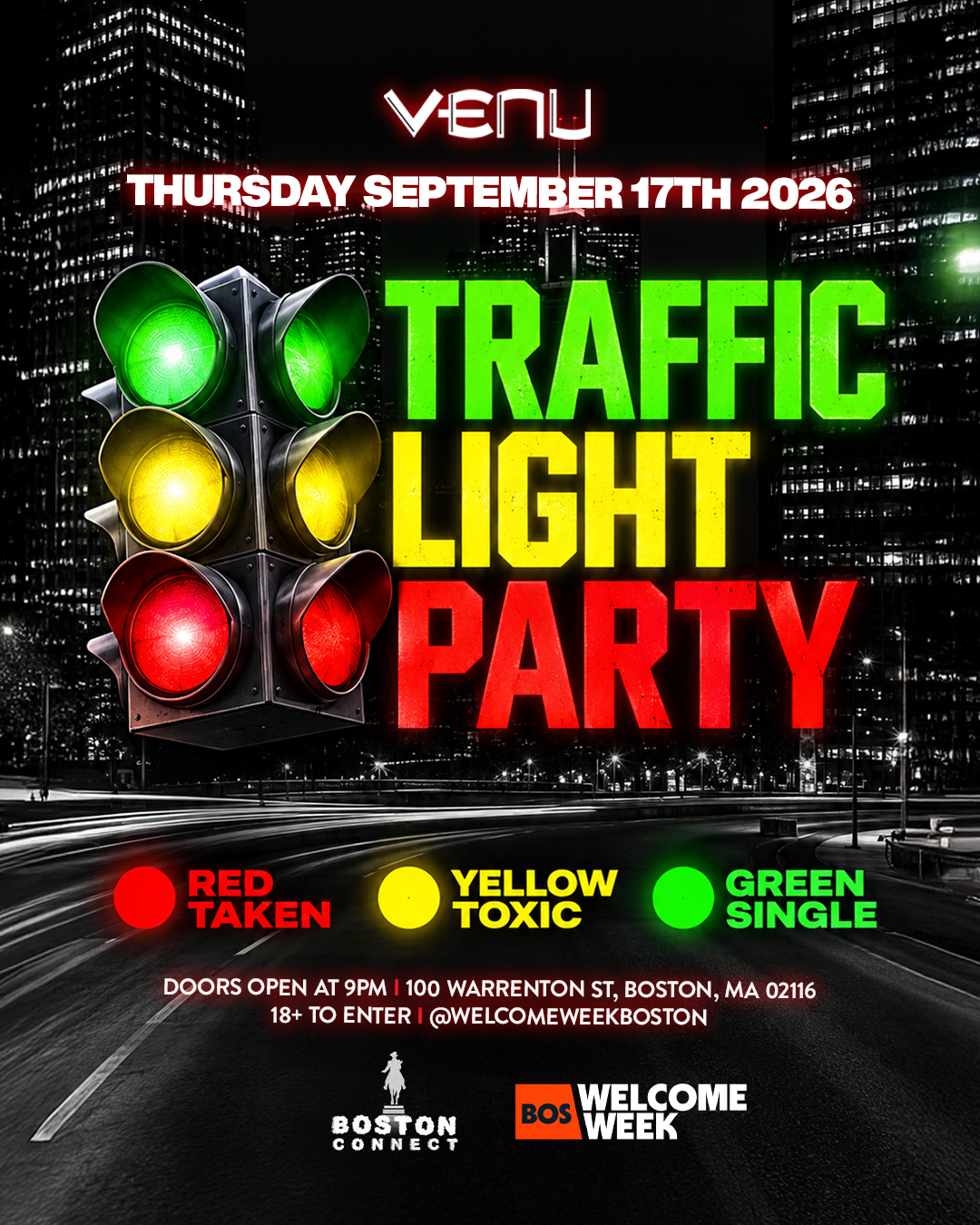 TRAFFIC LIGHT COLLEGE PARTY(18+) @Venue - Sep 17th BostonConnect