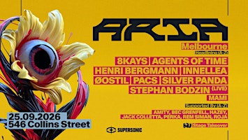 ARIA Melbourne 2026 | Melodic Techno Festival - 70% SOLD OUT