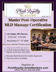 Join us in person for the M.L.D Post Op Massage 2-Day Cert and learn