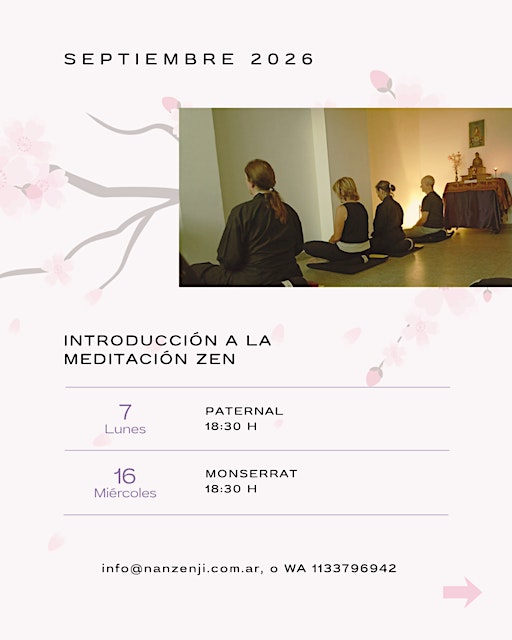 Introducción  Meditación Zen -SEPTIEMBRE- MIERCOLES  16-Dojo Monserrat