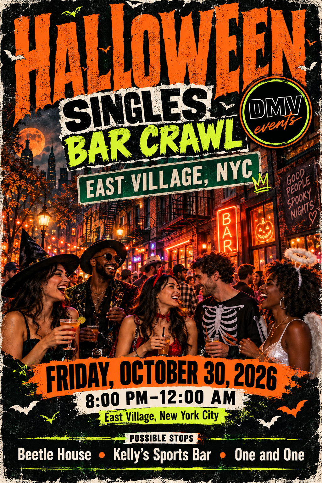 HALLOWEEN SINGLES BAR CRAWL — EAST VILLAGE, NYC 🎃