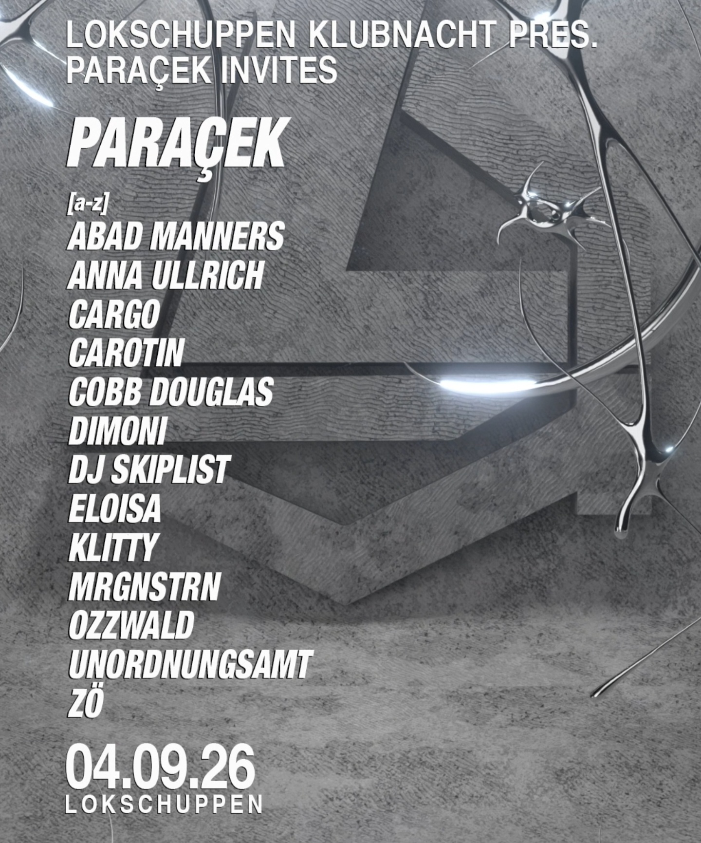 LOKSCHUPPEN KLUBNACHT pres. PARACEK INVITES w CARGO, MRGNSTRN + MORE