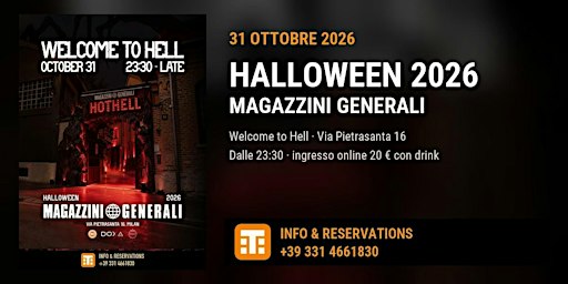 Halloween 2026 ai Magazzini Generali Milano – Welcome to Hell
