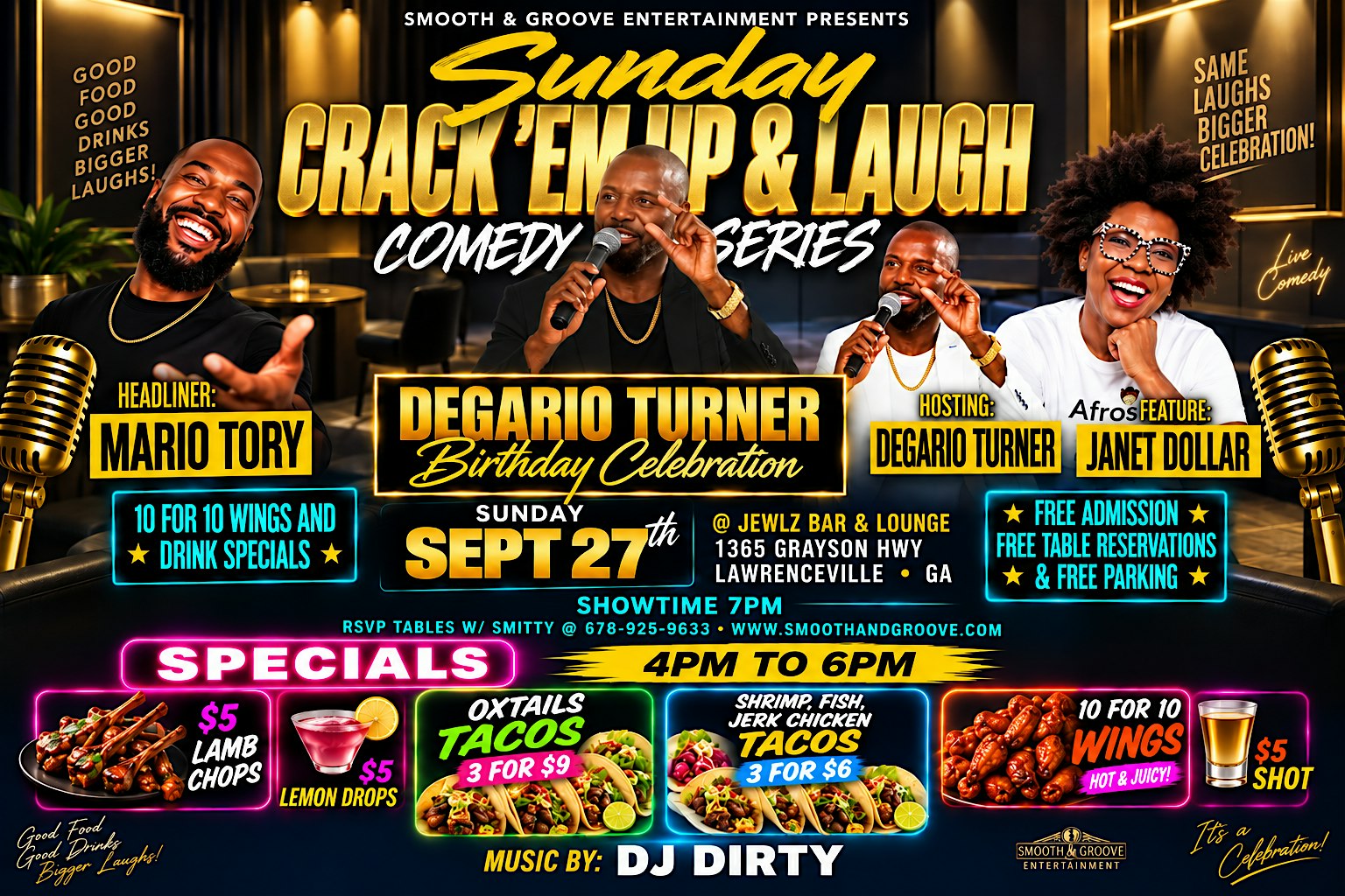 Crack’em Up & Laugh comedy: Degario Turne Birthday Celebration