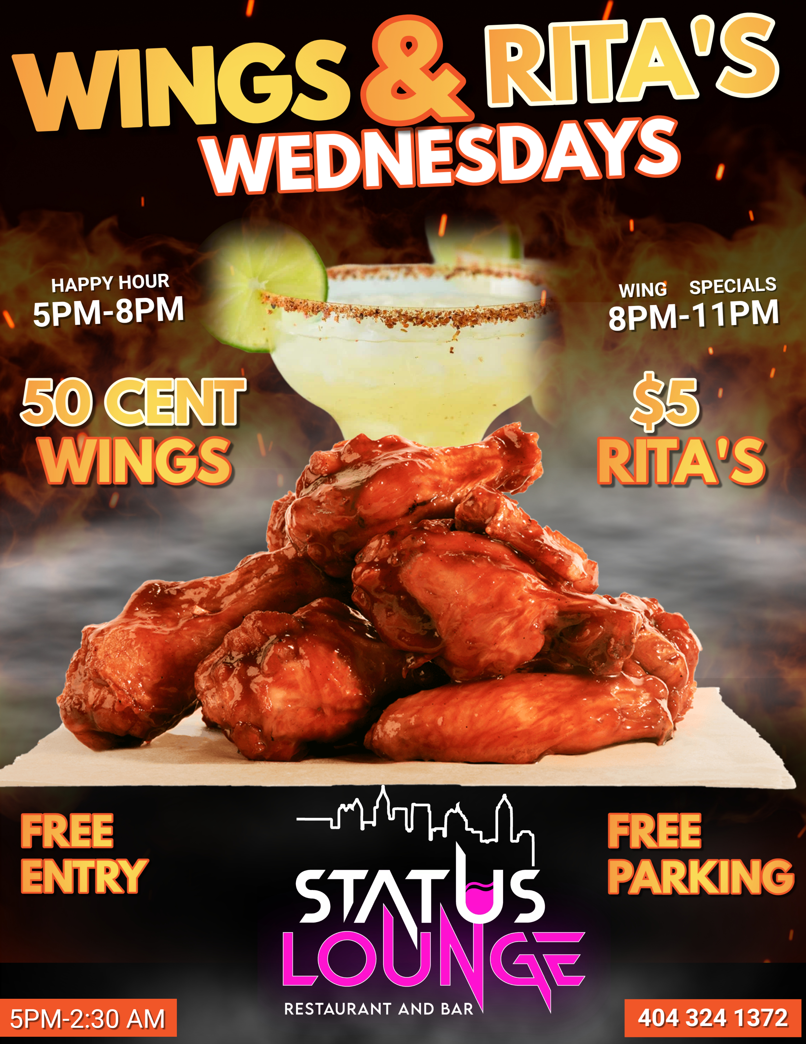 WING WEDNESDAYS .50 CENT WINGS $5 MARGARITAS