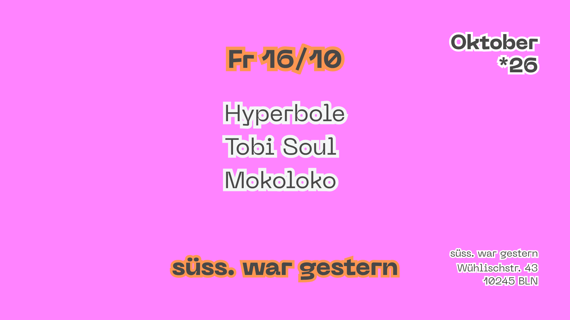 Süss am Freitag - FREE ENTRY UNTIL 10 PM