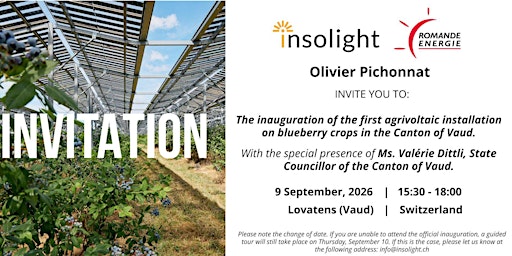 Inauguration de la nouvelle installation agrivoltaïque sur myrtilles bio