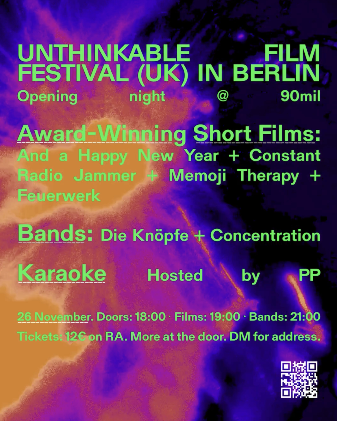 UNTHINKABLE FILM FESTIVAL Opening Party - Films, Bands: Die Knöpfe + Concentration