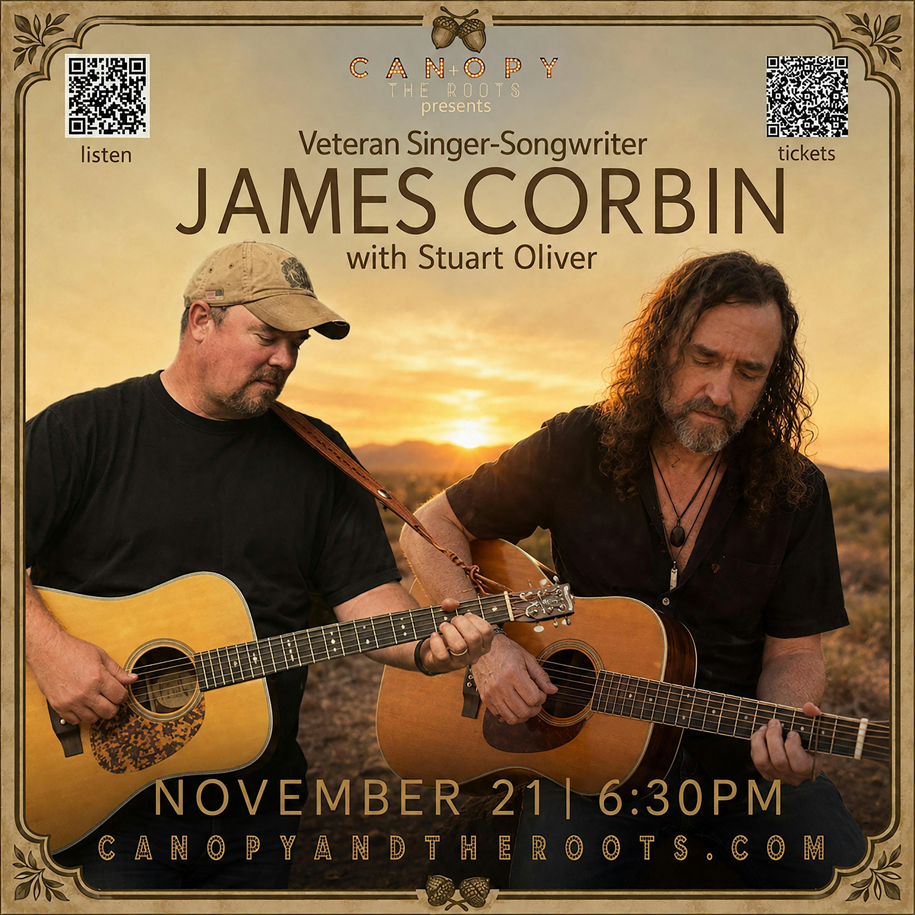 James Corbin with guest Stuart Oliver: Country-Americana LIVE in the Roots
