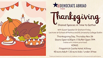 Democrats Abroad Ireland's Annual Thanksgiving Banquet 2026