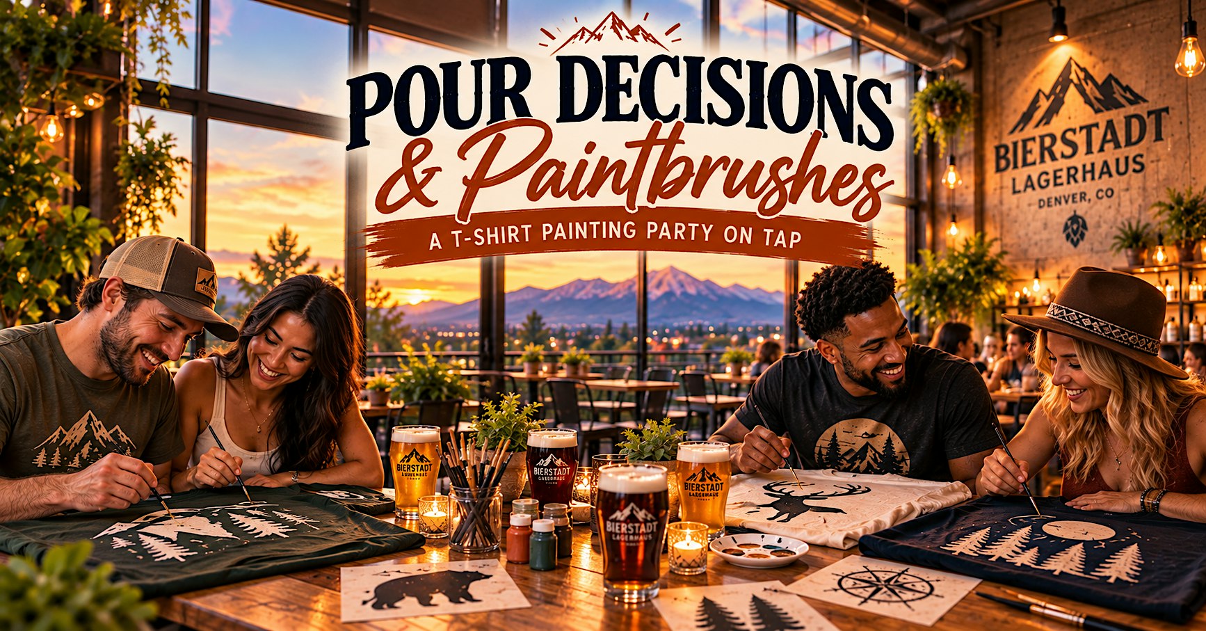 Pour Decisions & Paintbrushes:  A T-Shirt Painting Party on Tap