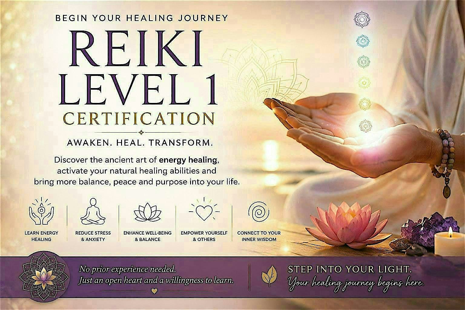 Reiki Level 1 Hybrid Course  - October 9 &10, 2-6:30pm each day