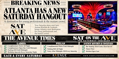 Sat on the Ave | Brand new Saturday Party at Avenue Kitchen