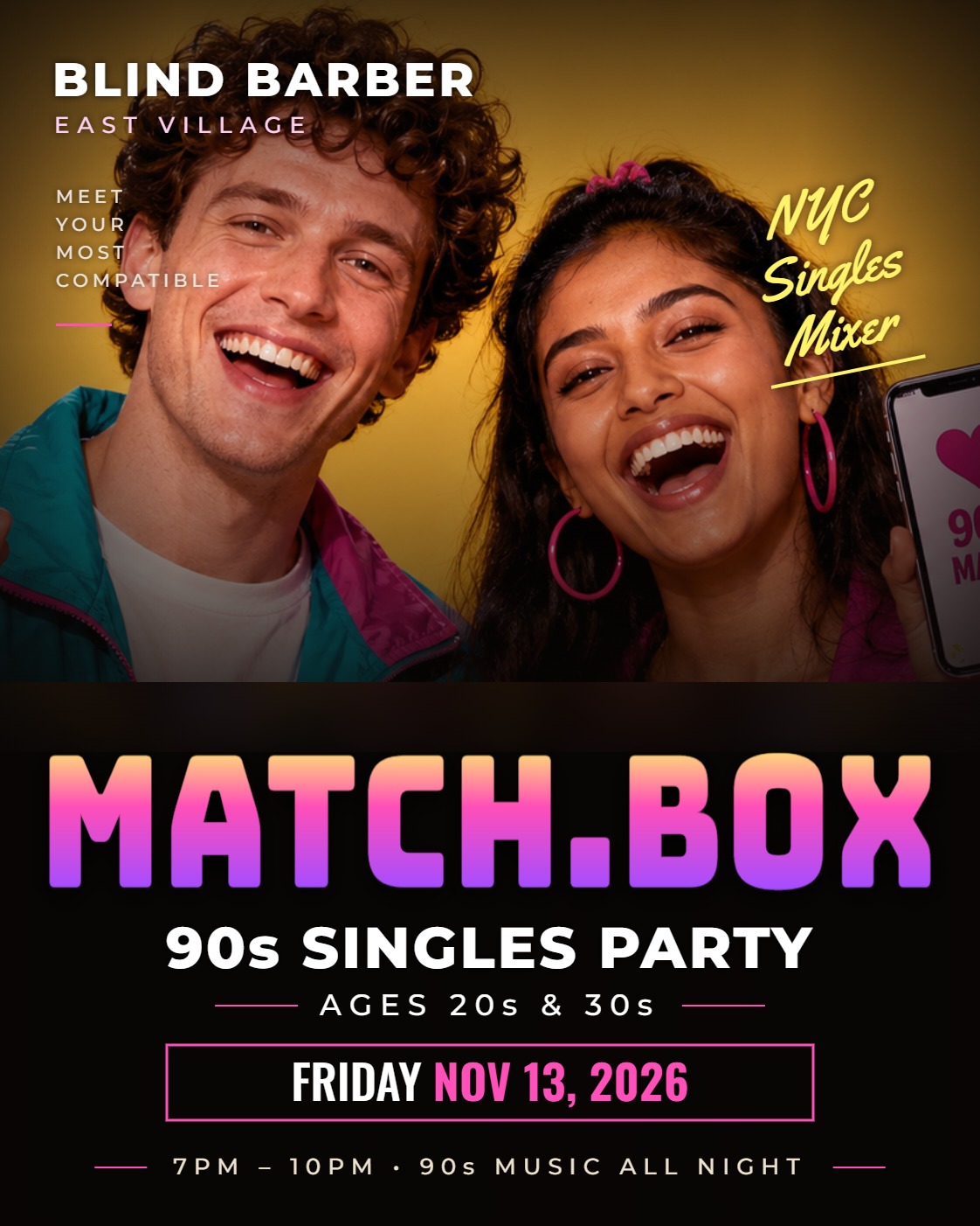 Match.Box 90s Singles Party @ Blind Barber | Ages 20s & 30s