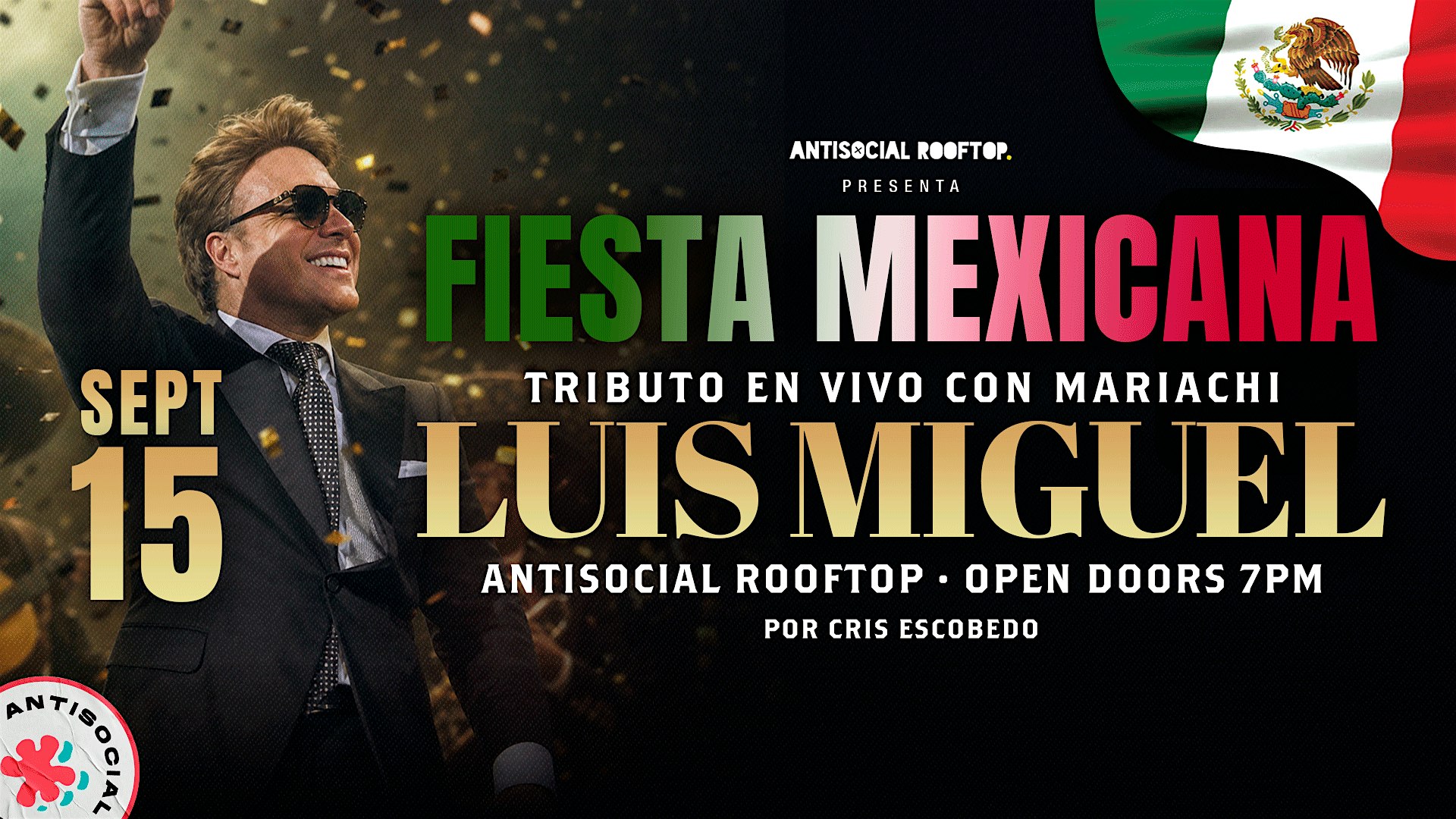 Fiesta Mexicana en Antisocial  Luis Miguel con Mariachi