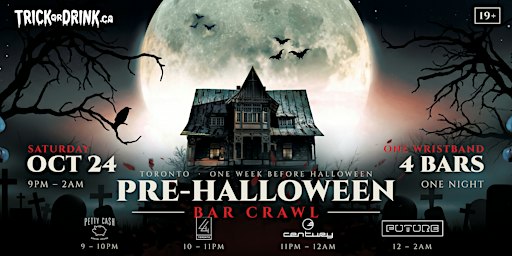 Pre-Halloween Bar Crawl Toronto 2026 | Queen West Bars | Sat, Oct 24