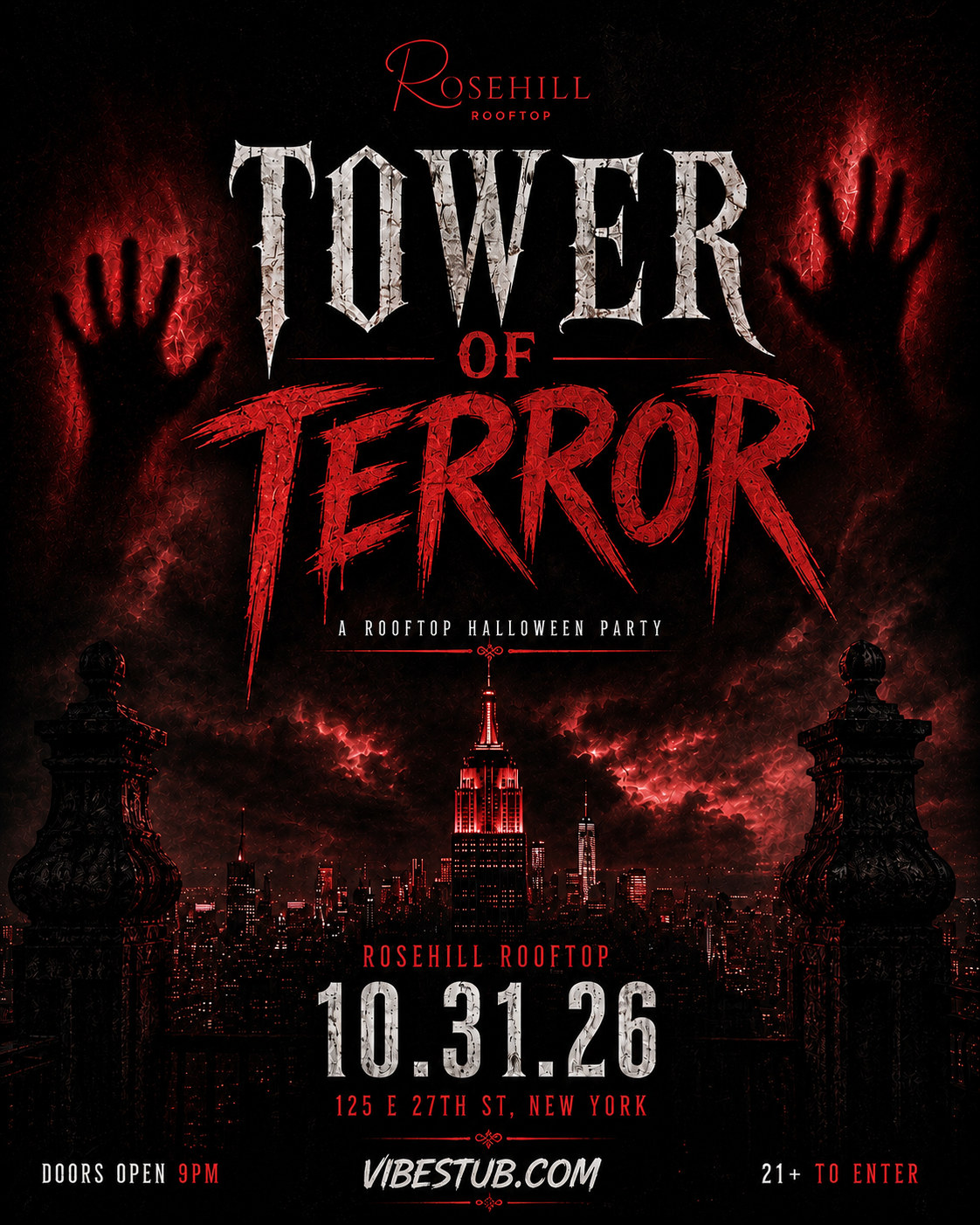 Tower Of Terror Annual Halloween Party @ Rosehill Rooftop NYC - Saturday 10/31