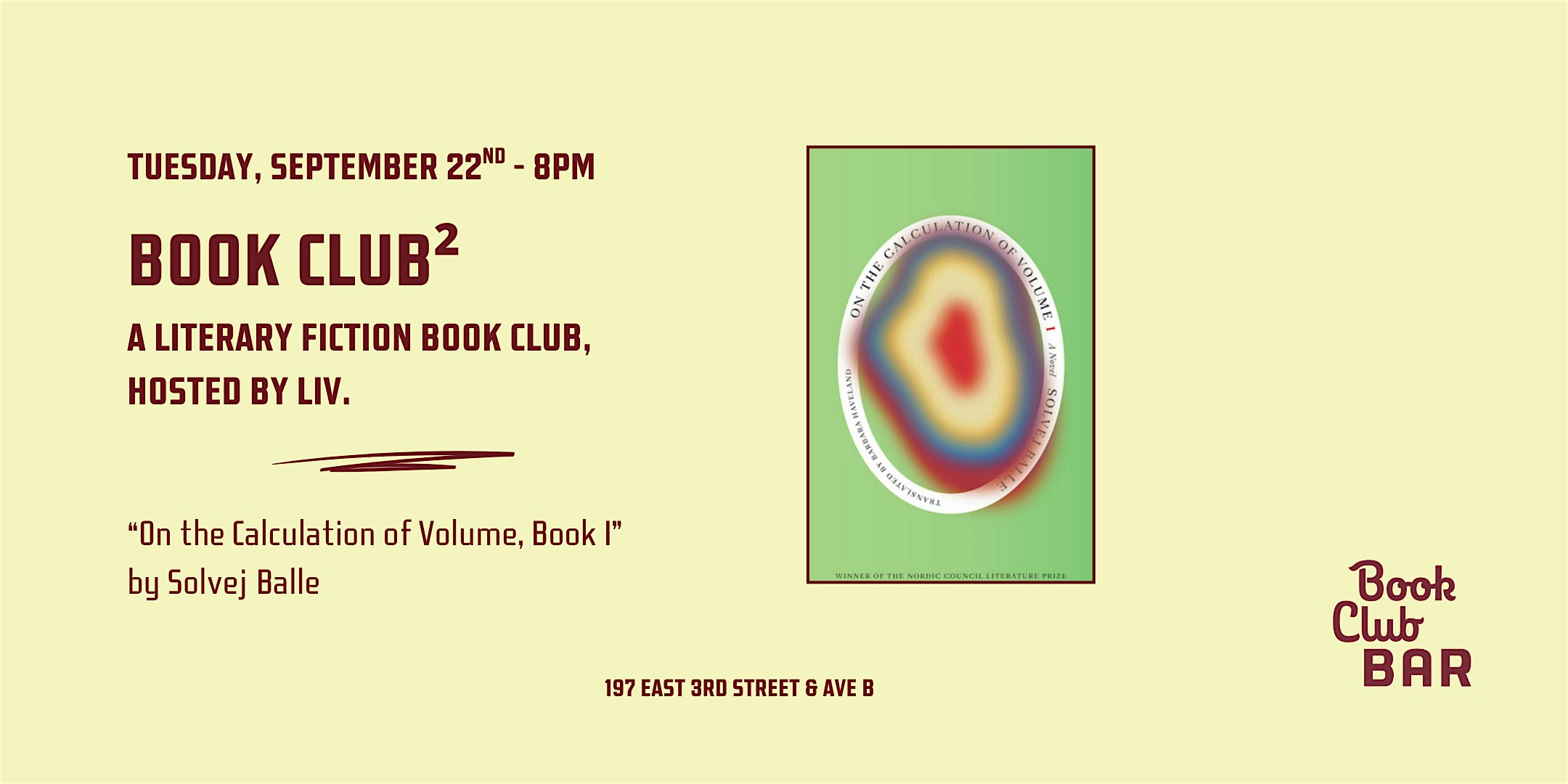 Book Club² - "On the Calculation of Volume, Book I" by Solvej Balle