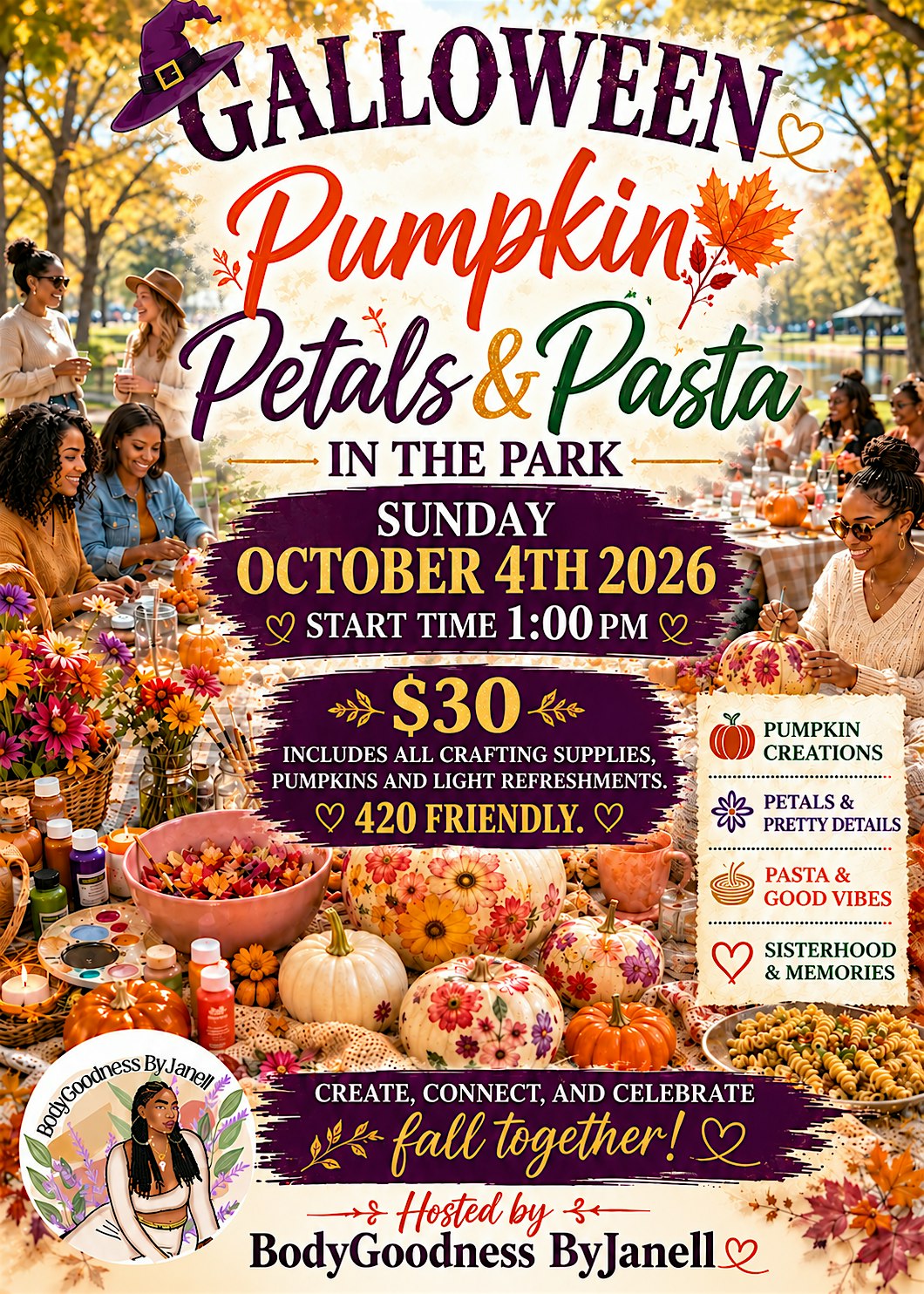 Galloween! Pumpkins Petals & Pasta In The Park!